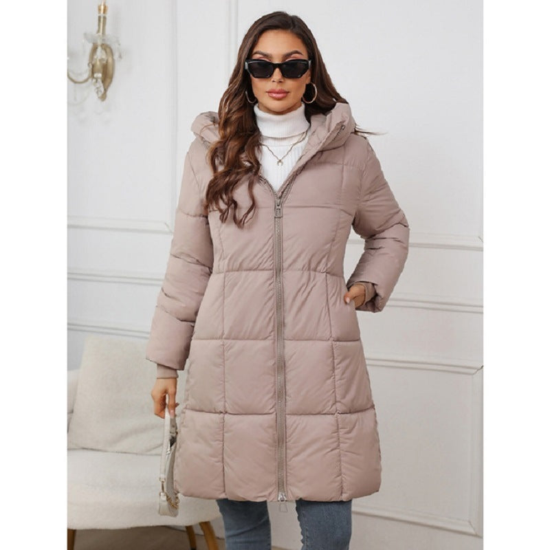 Clémence - Manteau mi-long épais à capuche pour femme - Alikens