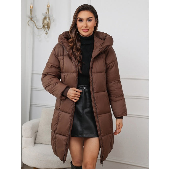 Clémence - Manteau mi-long épais à capuche pour femme - Alikens