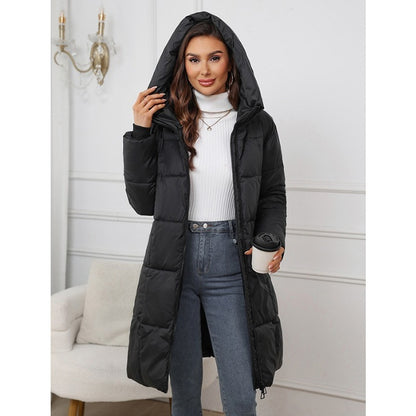 Clémence - Manteau mi-long épais à capuche pour femme - Alikens