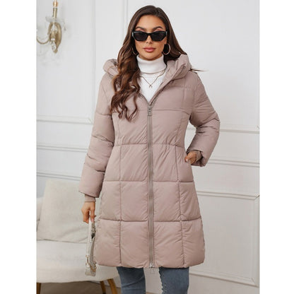 Clémence - Manteau mi-long épais à capuche pour femme - Alikens